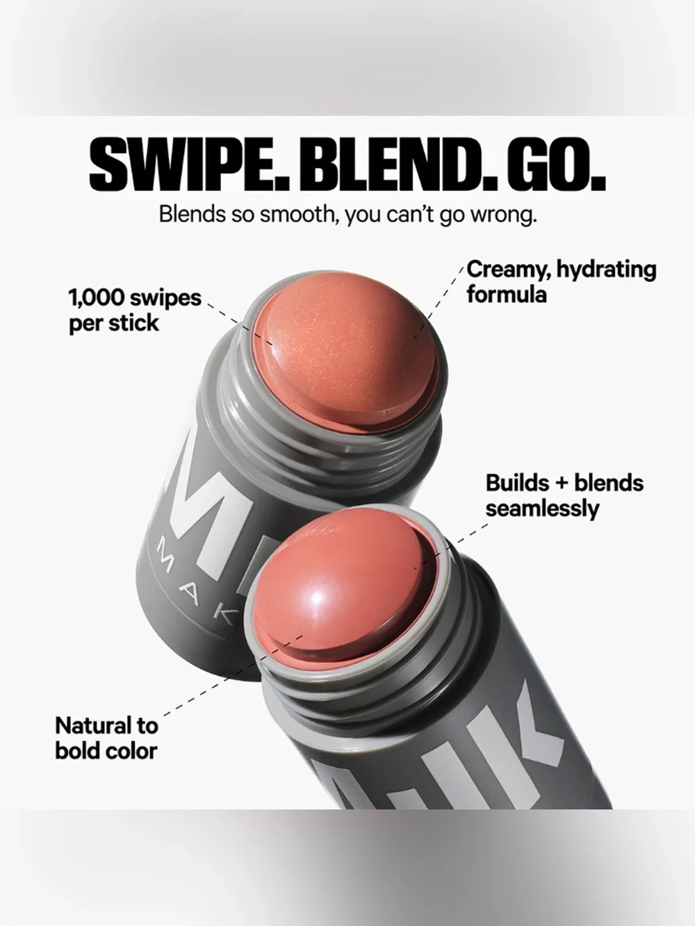 MILK MAKEUP Lip + Cheek Cream Blush Stick in Smirk / NEW NO BOX (out of stock)